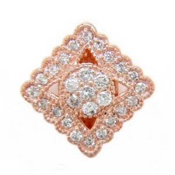 AC849 14K 14KPG MILGRAIN DIAMOND SLIDE-PINK GOLD 